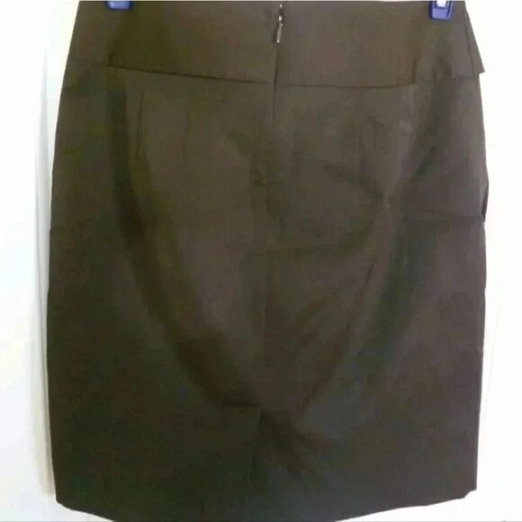 Banana Republic Women's Dark Brown Cotton/Spandex Straight Skirt w Tie Front EUC - Picture 5 of 7